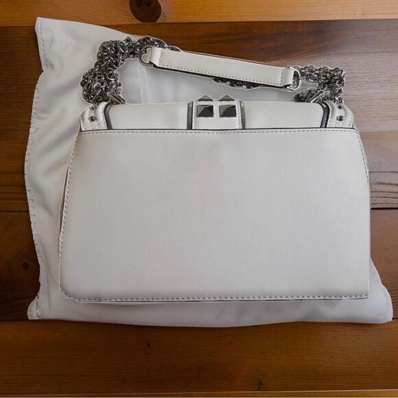 Michael Kors Large Soho Studded Leather Shoulder Bag Optic White/Silver NWOT - Picture 7 of 10